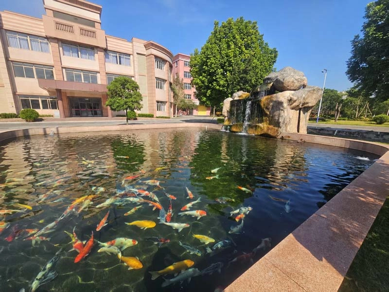 Factory landscaped koi pond